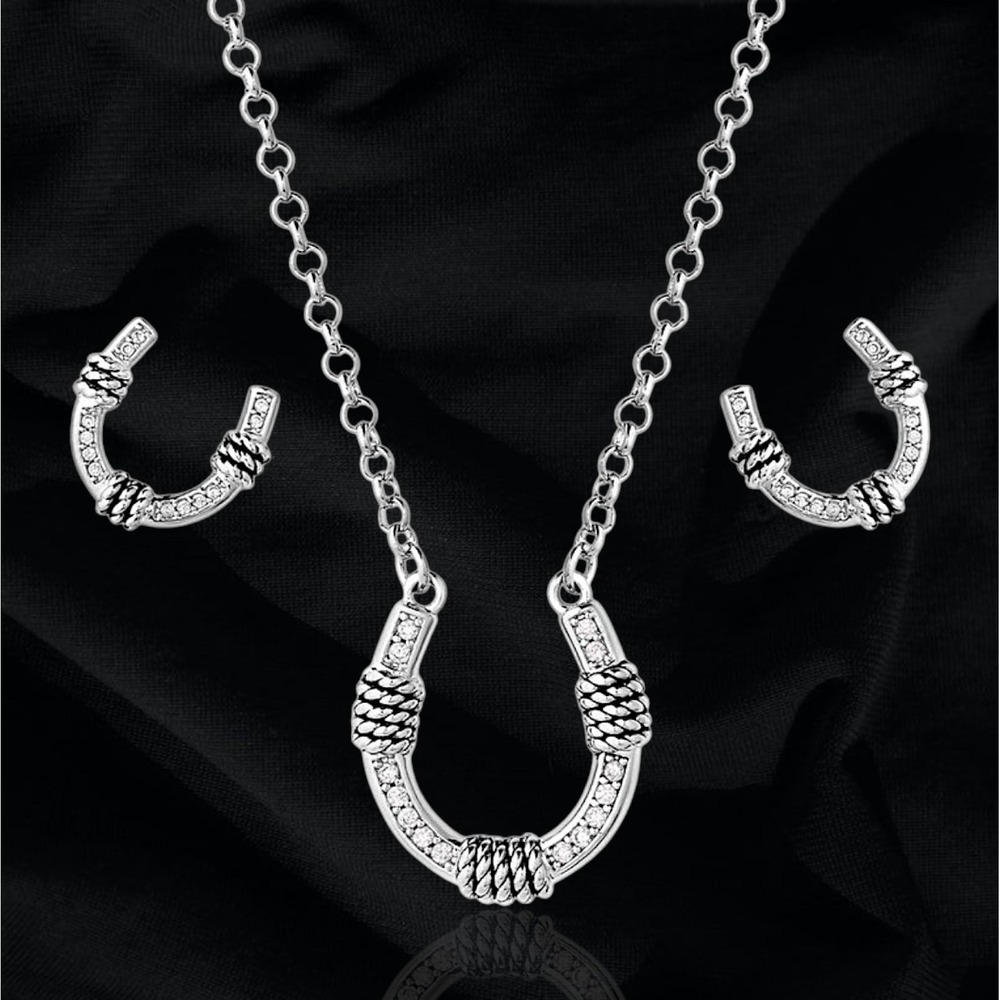Montana Silversmiths Roped Horseshoe Western Jewelry Set - JS6038 - Retail $85